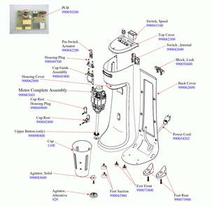 Part Location Diagram of 990147120 Hamilton Beach Actuator, Switch